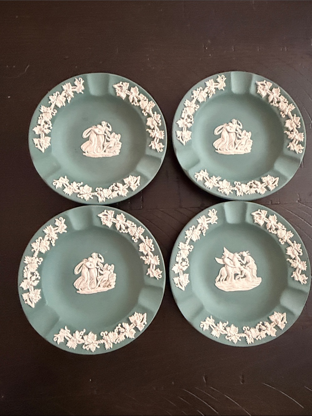 Vintage Teal Green Wedgewood Commerative Rare Ashtrays set of 4